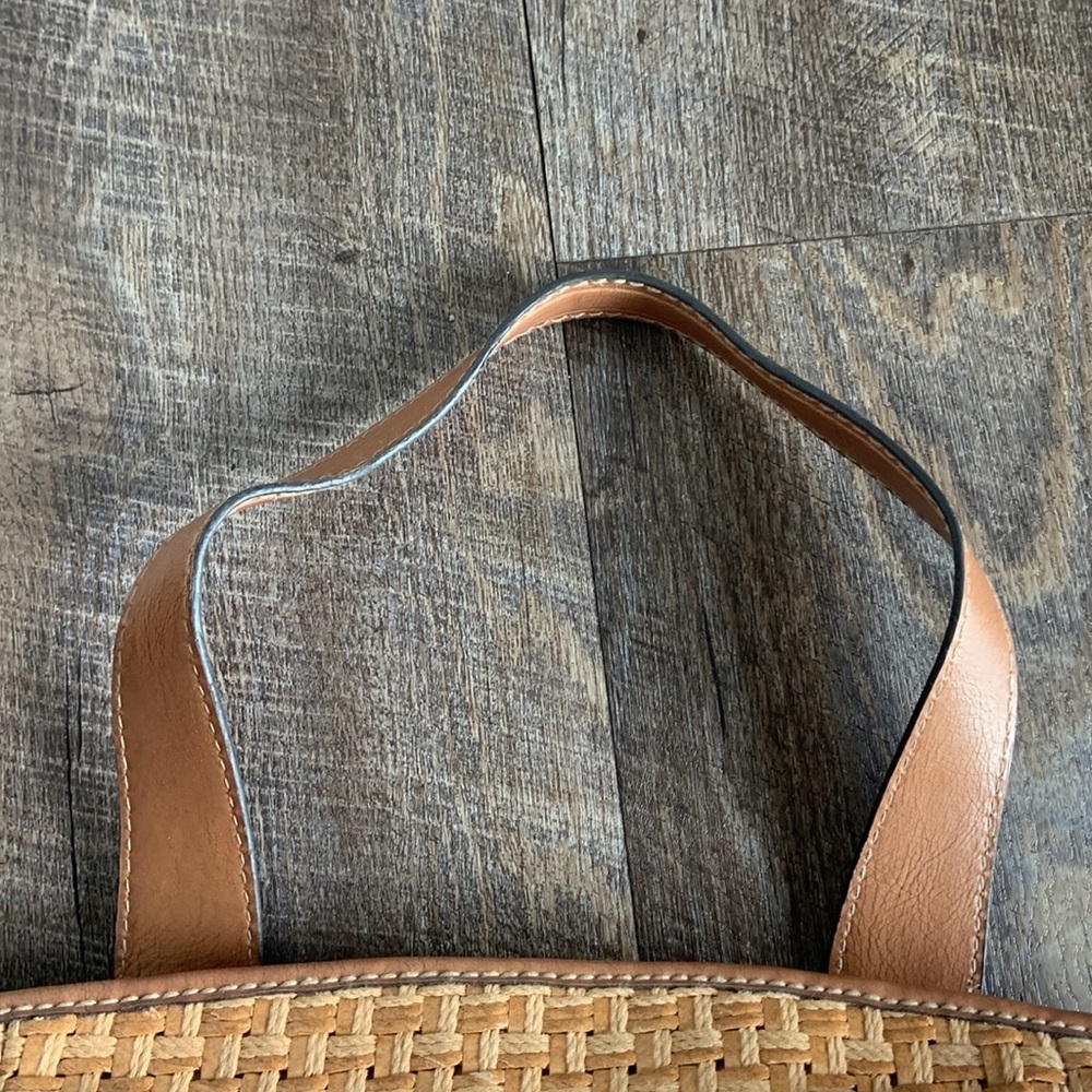 Fossil Vintage Tan Basket Woven Leather Shoulder Bag - Picture 7 of 14